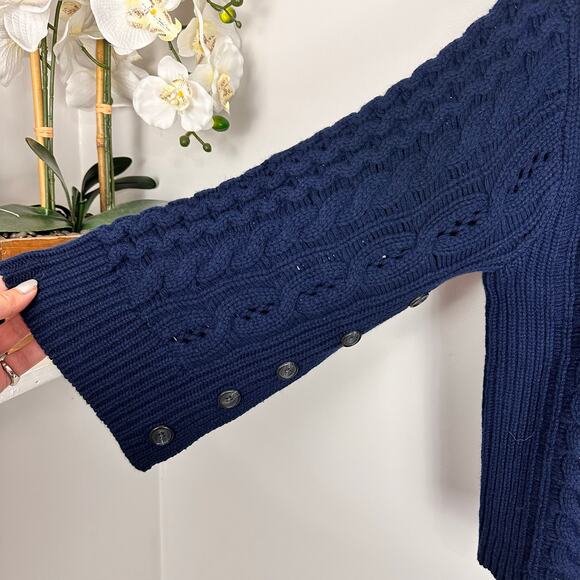 J CREW Spring Street Cashmere Relaxed Pullover Sweater Chunky Knit Navy Sz S NWT - Picture 7 of 11